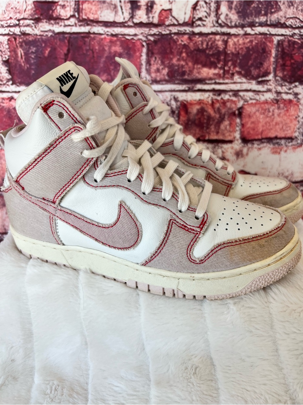 Nike Dunk High 1985 Barely Rose Pink Denim Men 6.5 / Women 8